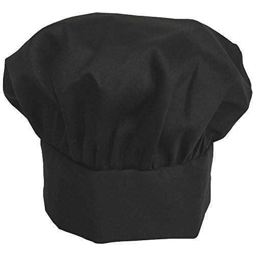Modern Kitchen Lightweight Happy Play Cotton and Poly Chef Hat, Black