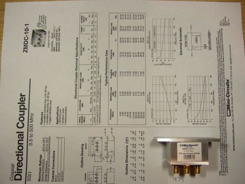 Mini-Circuits ZMDC-10-1+ SMA .5-500 11.5dB Directional Coupler, SMA - NEW!