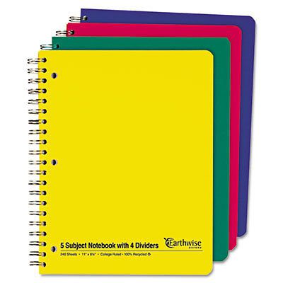 Wirebound Multi-Subject Notebook, College Rule, Letter, White, 240 Sheets
