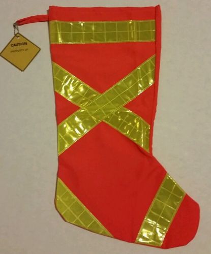 Bright Orange and Reflective Yellow Safety Road Worker Christmas Stocking