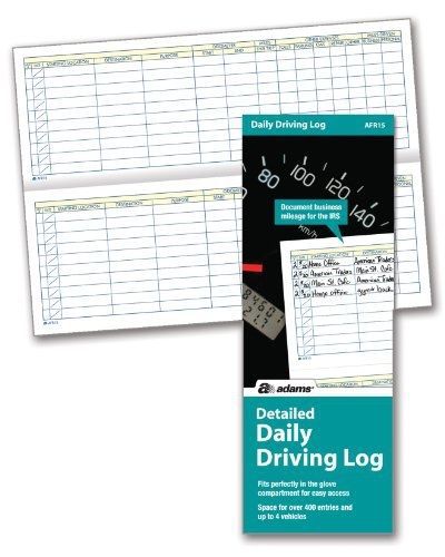 Adams Detailed Daily Driving Log, 400 Entries, 9 x 3.25 Inches, Multi-Color
