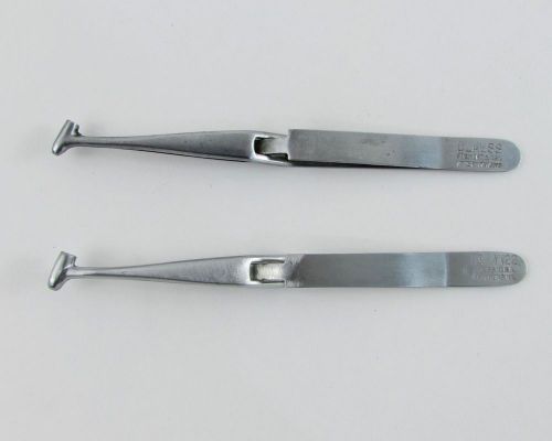 Lot of (2) Clauss AW20 &amp; AW22 Antiwick Electronic Connector Contact Tweezers