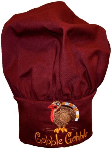Gobble Gobble Turkey Adult Chef Hat Monogram Navy Hot Pink Yellow &amp; Green Avail