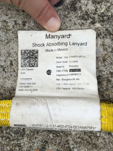 Miller manyard 219wrs 6&#039; ft. locking snaps safety lanyard for sale