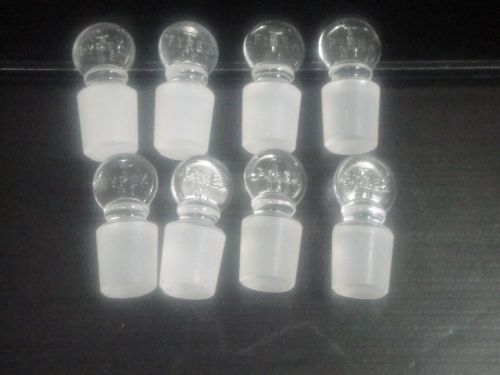 Lot of 8 pcs. Pyrex st16 Solid Pennyhead Glass Stoppers Penny Head