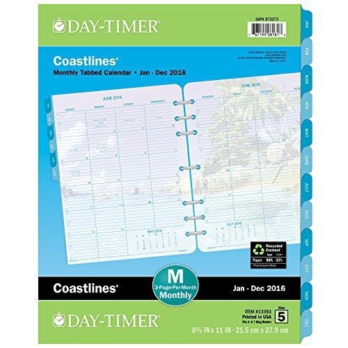 Day-Timer Two Page Per Month Refill 2016, 12 Months, Loose-Leaf, Folio Size, 8.5