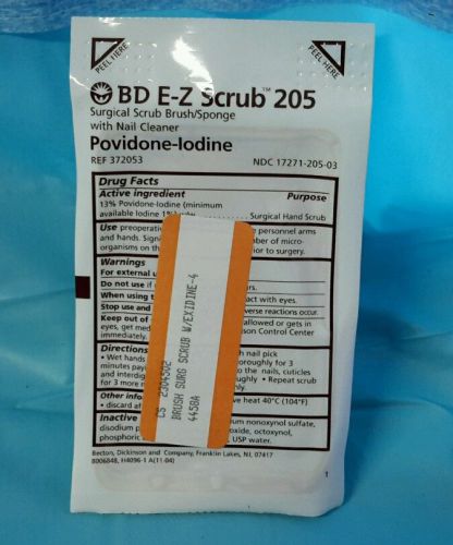 BD E-Z scrub 205  surgical scrub brush with nail cleaner povidone-iodine 4*