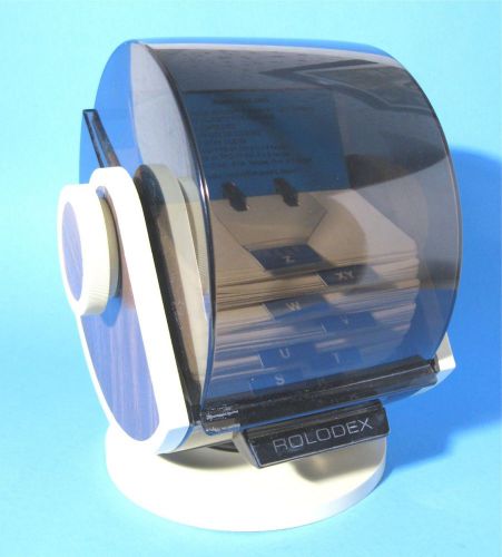Rolodex SW-24C Swivel Base Rotary Card File Wood Grain Beige Smoked Cover