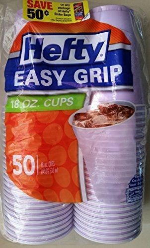 Hefty Easy Grip Plastic Cups, 18 Oz, 50 Ct, Lilac Purple