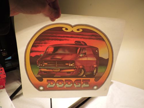 Vtg Iron On T Shirt Transfer DODGE VAN 65a FREE SHIPPING NEW OLD STOCK NOS