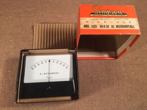 NOS Simpson Model 1329 50-0-50 DC Volts Microamperes Analog Vintage Original Box