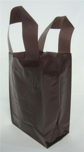 10 Qty. Chocolate Brown Frosted Design Retail Shopping Bags w/ Handles 5&#034;x3&#034;x7&#034;