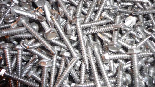 (100) #10 - 16 x 1-1/2&#034; hex washer head self drilling screws 410 stainless steel for sale