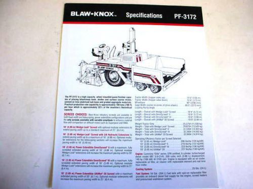Blaw-Knox PF-3172 Paving Machine Color Brochure
