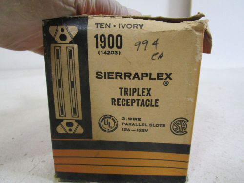LOT OF 10 SIERRPLEX TRIPLEX RECEPTACLE (IVORY) 1900 *NEW IN BOX*