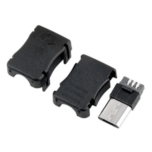 10pcs micro usb 5 pin t port male plug socket connector&amp;plastic cover for diy ww for sale
