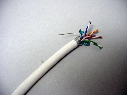 Cat5e shielded cable, 24ga,4-pair,  foil shield, White, 100 feet, Comtran 2906