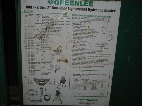 Greenlee 880 hydraulic conduit bender (2 ea) for sale