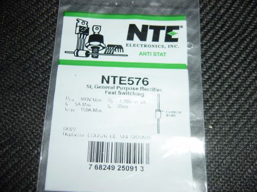 NEW NTE576 FAST RECOVERY 400V 5A RECTIFIER DIODE ECG576