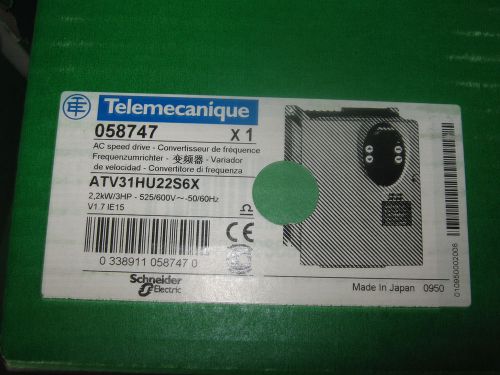 Schneider atv31hu22s6x, ac variable frequency drive, vfd, 3hp, 525-600v, new for sale