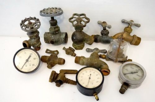 Antique pressure gauge brass spigots gas valves tractor relief valve steam punk for sale