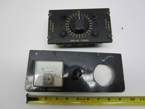 Vintage Panel Meter &amp; Airplane Radio Switch Steampunk Industrial Machine Decor