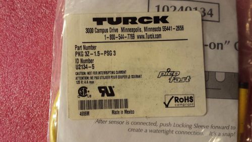 Turck Cable PKG 3Z-1.5-PSG3   Ident No. U2134-5  ***Free Shipping***