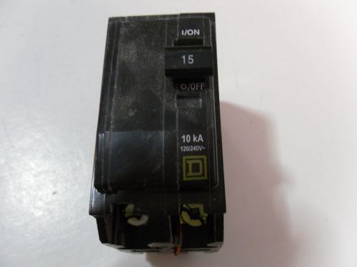 Square D Breaker 2 pole  15 Amp used 10ka