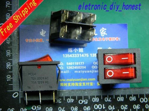 10pcs Boatlike Switch duplex 6pin  Red button  250V 10A/#CH414