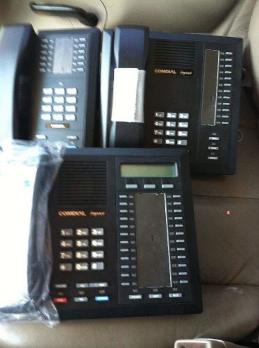 Lot of 3 Comdial Black Office Phones (2)-24 (1)-12 Button LCD Speaker New Old St