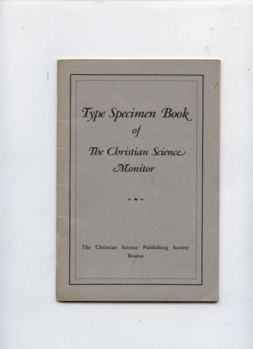 vintage pre WWII &#034;Type Specimen Book of The Christian Science Monitor&#034;,Boston MA
