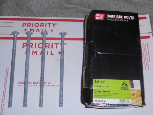 (50) 3/8 x 8&#034; carriage bolts - hot dip galvanized for sale