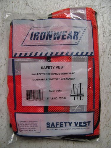 Ironwear Orange Reflective Safety Vests 1pcs. 7015-0 One Size Fits All NIP