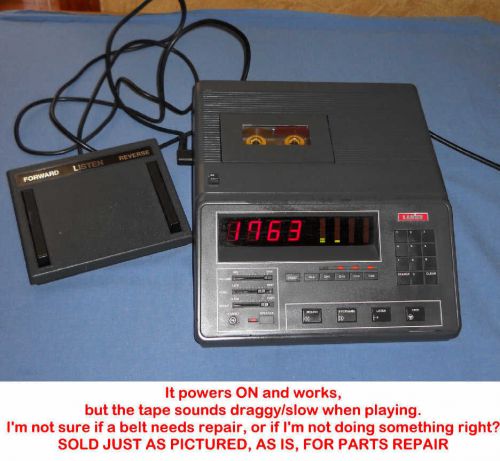 Lanier lct-5 dictation machine cassette tape transcriber powers on, sold as is, for sale
