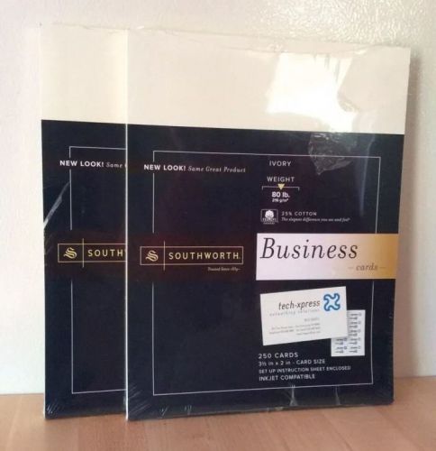 Lot 2 Ivory Southworth Printable Business Cards 80# Paper 25% Cotton Inkjet