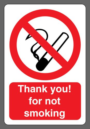THANK YOU FOR NOT SMOKING STICKER 3.5&#034; X 5&#034; CIGARETTE NO SMOKE DECAL SAFETY#0123