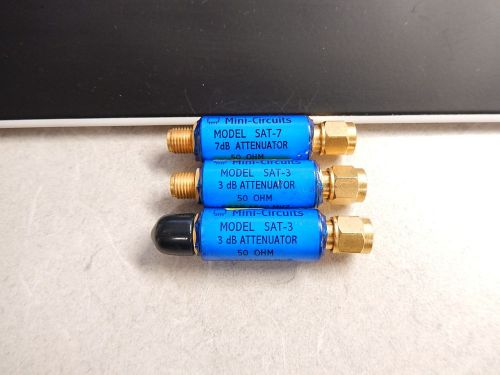 Lot of 3 Mini-Circuits SAT-3 &amp; SAT-7 Attenuators 50 ohm 188
