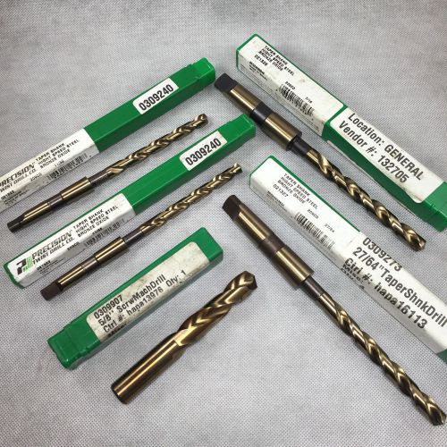 (lot of 5) precision twist drill bronze oxide drills 11/32, 27/64, 7/16, 5/8 ptd for sale