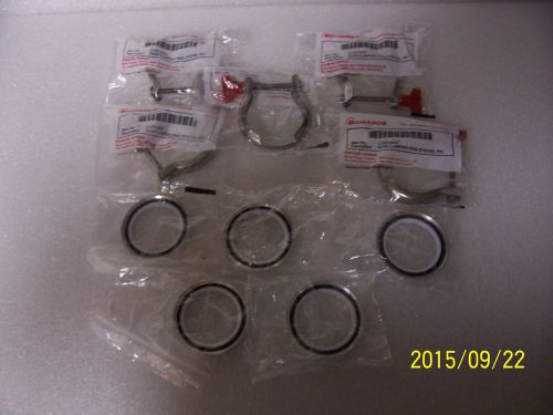 Lot of 5 Edwards NW40 Clamps and Edwards KF40 O-Rings