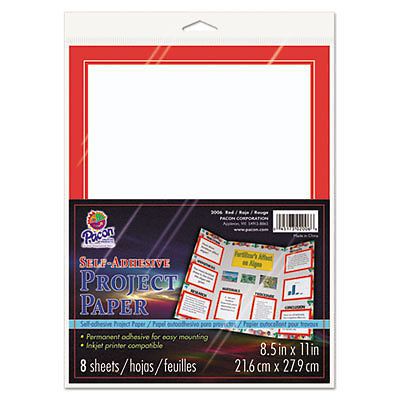 Self-Adhesive Project Paper, 8-1/2 x 11, White with Red Border, 8/Pack 2006