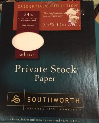 Southworth 24 lb Private Stock White Paper-Watermarked 500 Sheets Free Shipping