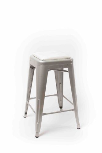 Tolix Style Bar Stool Cushions - Hand Made/Easy Install- White Cushion