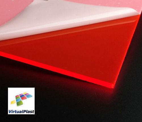 Pink fluorescent gloss acrylic transparent perspex 3mm x 148mm x 210mm a5 sheet for sale