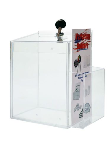 Lot of 4 Clear Acrylic Counter Top Locking Ballot Box with Brochure Pocket