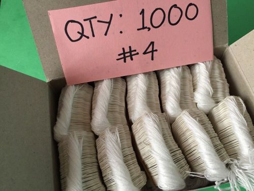 Qty: 1000 Pcs White Strung Merchandise Tags #4 Price Tag 15/16 X 1-1/2&#034; Scallop