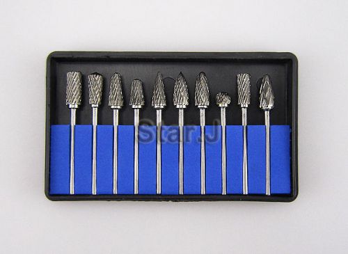 Dental lab 10 titanium nitrate carbide burs tooth drill polisher 2.35mm hp for sale