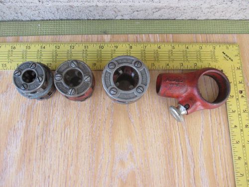 Ridgid 00-R Pipe Threader Ratchet Head &amp; 3 Dies - Cutters 1/8&#034;  3/8&#034;  3/4&#034;