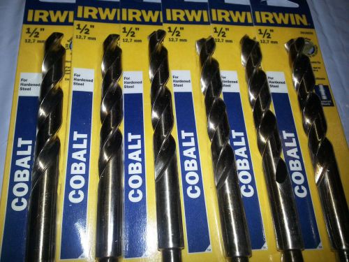 IRWIN 3016032 Drill Bit 1/2&#034; x 6&#034; COBALT for Hardened METAL Heavy duty LOT OF 6