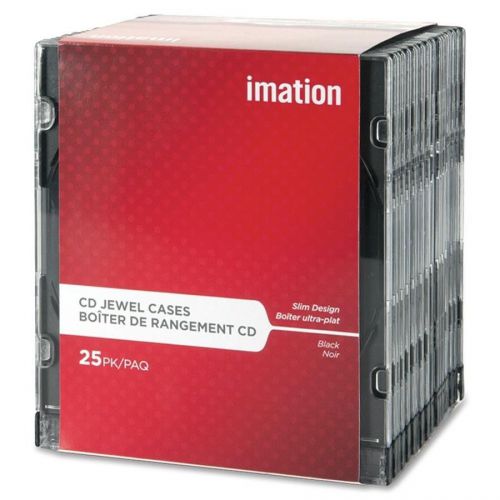 25 Imation 41017 Slim Design CD/DVD Jewel Cases Clear/Black