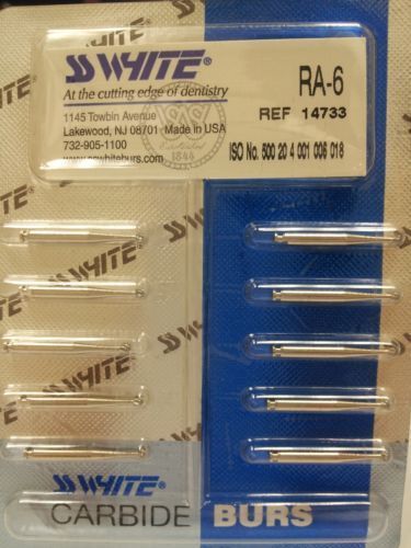 SS White #6 RA Round Burs 10 Burs